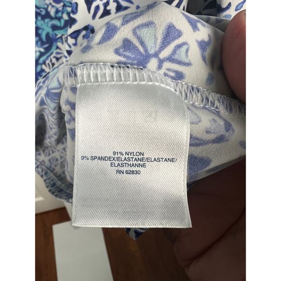 Lands End Long Sleeve Crew Neck Rash Guard Swim Outdoor Active Shirt 2X Blue Wht - Picture 3 of 6